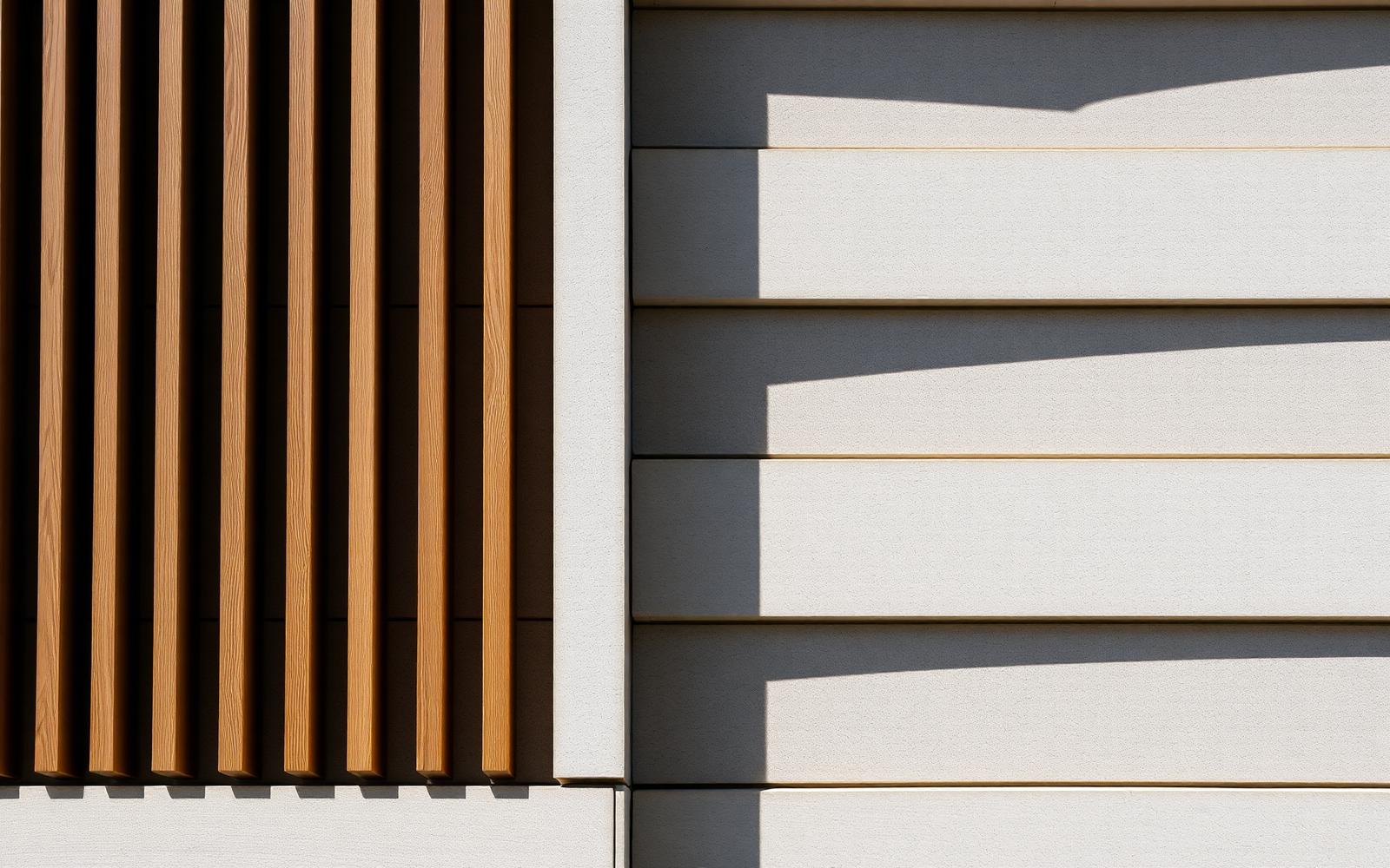 Präzises Fassadendetail mit Schattenkanten im Tageslicht